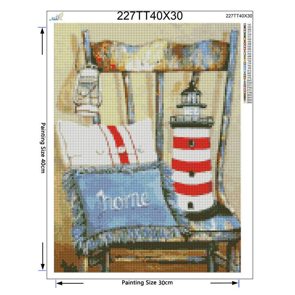 DIY A Lighthouse On A Chair  Cross Stitch Crafts Diamond Embroidery Home Decor Diamond Full Round