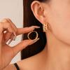 Exquisite Fashion Micro-inlay Zircon Geometric Hollowed-out Chain Hoop Earrings for Women Stainless Steel Daily Wear Jewelry