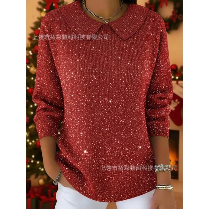 Womens Oversized Long Sleeve Crewneck Sweatshirt 2025 Fall Casual Pullover With 3D Print Acrylic Fabric