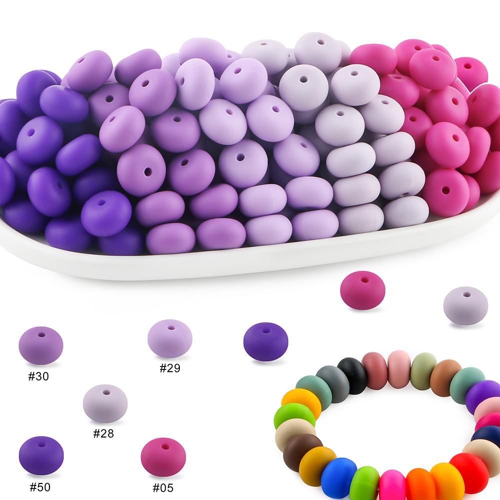 25Pcs/lot 14mm Abacus Silicone Lentil Beads Loose Bead For Jewelry Making DIY Jewelry Accessories Keychain Beaded Pen Bracelets