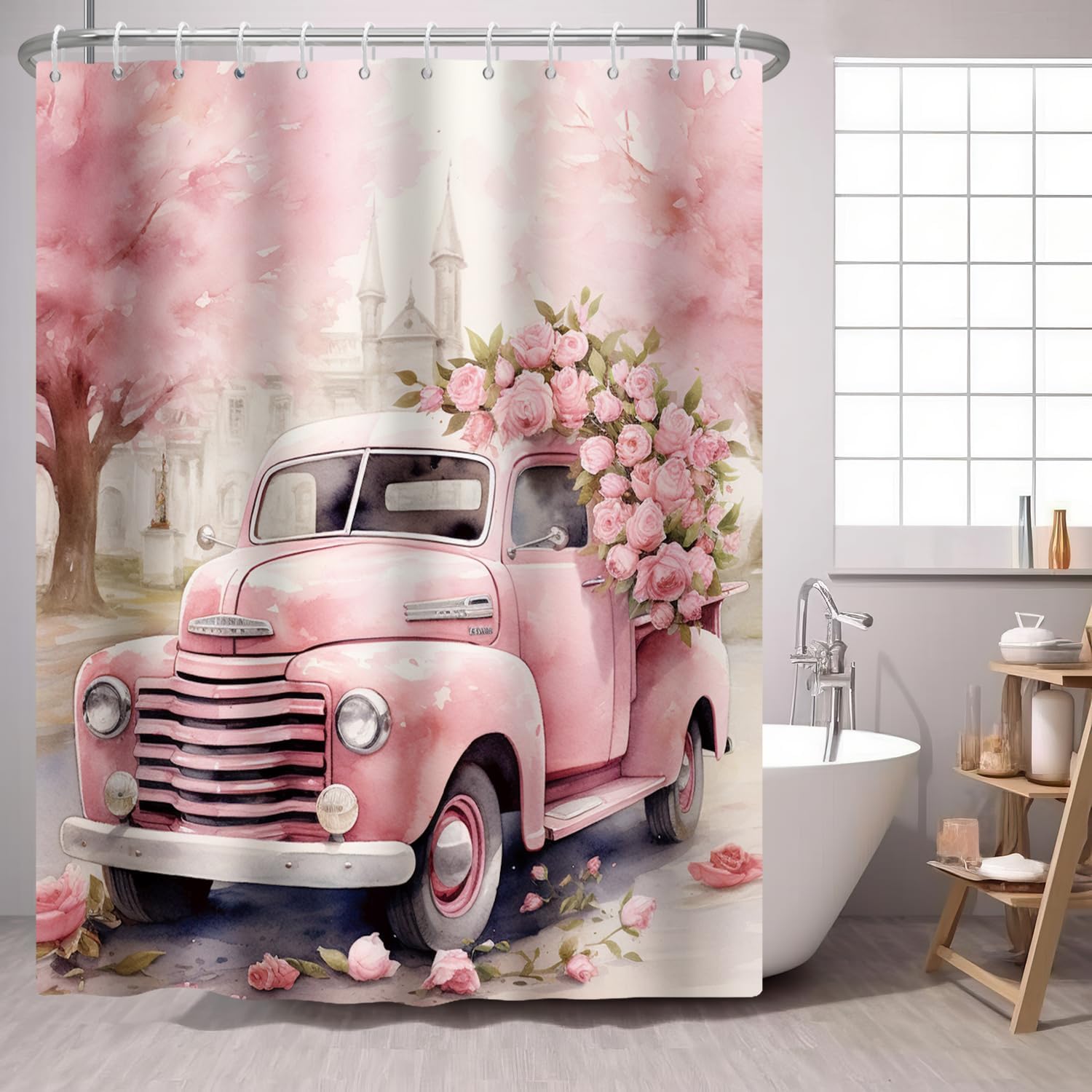 

Autumn Truck Cross Shower Curtain Quotes Fall For Jesus Old Car With Pumpkin Maple Sunflower Fabric Shower Curtains Orange W60H190(CM)-1 Pcs