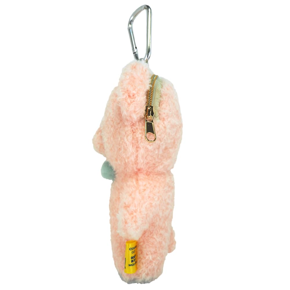 Sunlemon Fluffy Watton Passport Bear 12 X 5 X 19 for General IC and Small Includes Carabiner and Retractable Animal Pouch, Design, PK, Cm, Goods,