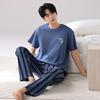 Pajamas Men's Summer Thin Cotton Short-sleeved Trousers Summer Men's Can Wear Cotton Loungewear Large Size Suit