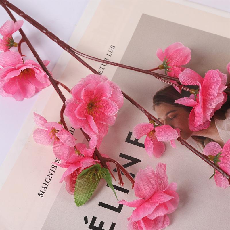 Simulation Peach Blossom Branch Fake Flower Single Dried Flower Cherry Blossom Living Room Ornament Branch Plum Blossom Silk Flower Fake Tree