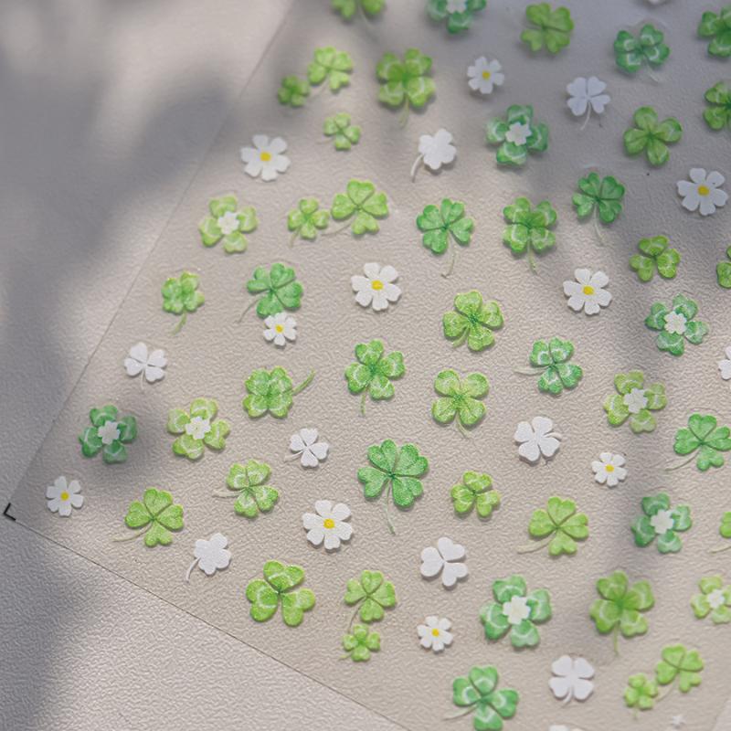 1pc Exquisite Lucky Four Leaf Clover Self-adhesive Nail Art Decoration Stickers Fashion Creative Flower Manicure Stickers Gifts