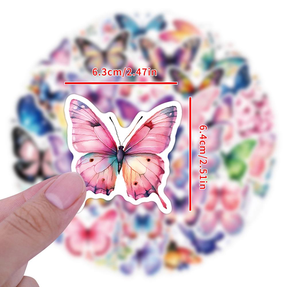 60 Waterproof Butterfly Cartoon Graffiti Stickers for Scooters, Notebooks, and Water Cups