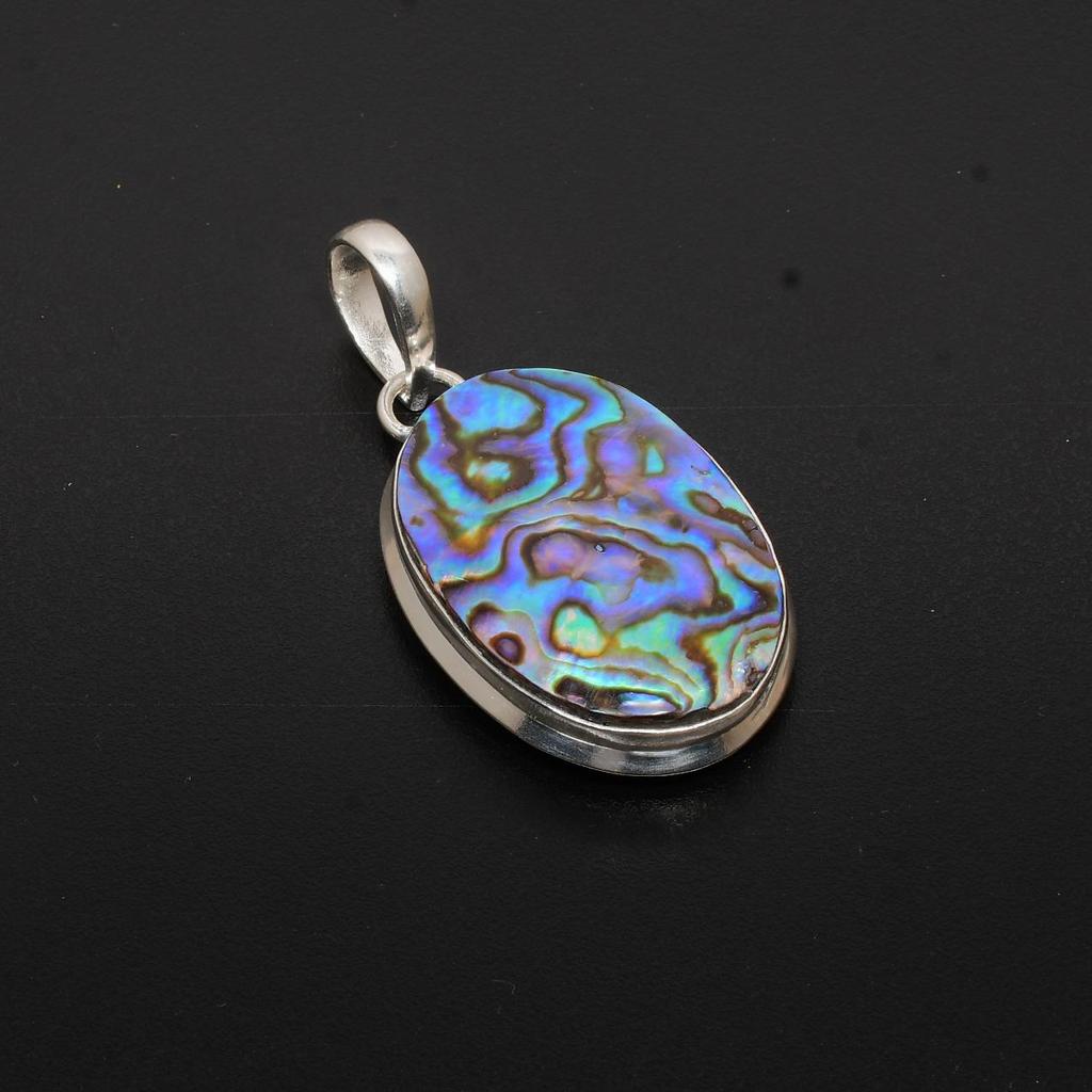 Abalone Shell Gemstone Handmade 925 Sterling Silver Natural Abalone Shell Pendnat Oval Design Pendant Abalone Shell Jewelry For Gifts