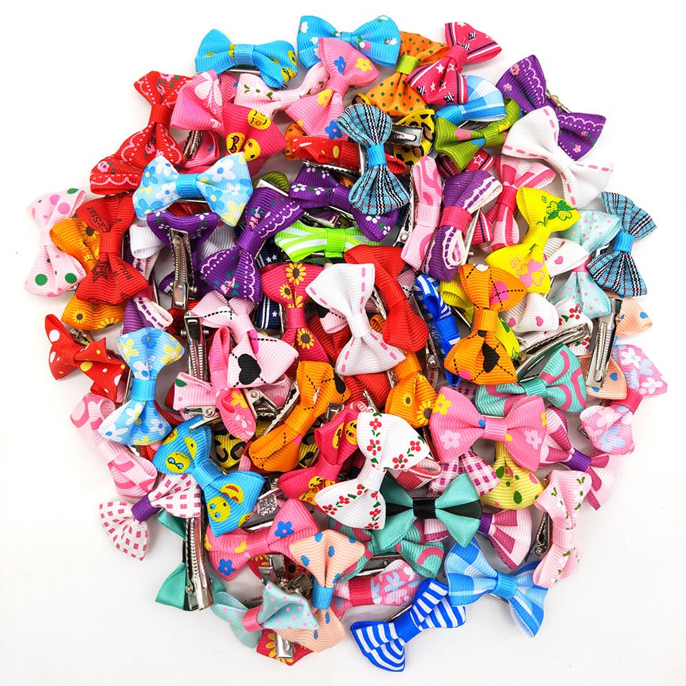 Cute Dog Hair Clips Puppy Hairpin Pet Cat Handmade Hairpin Cute Cat Hair Clips Pet Bow Hair Accessories Mix Color 10/20/50Pcs