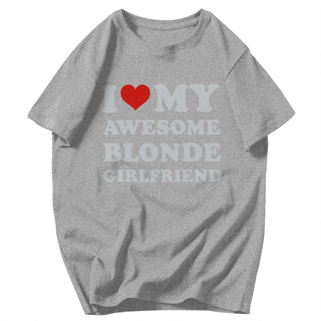 Herren T-Shirt Lustig Ich Liebe Meine Heiße Blonde Freundin Tolle Pops Y2K Grafik-T-Shirts Unisex Kleidung T-Shirts