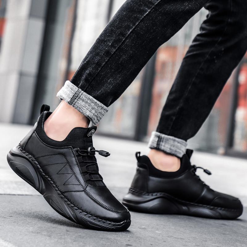 Fashion Black Handmade Leather Casual Men Shoes Design Sneakers Men Comfortable Leather Men Hot Sale Moccasins Driving Shoe Plus Size 48