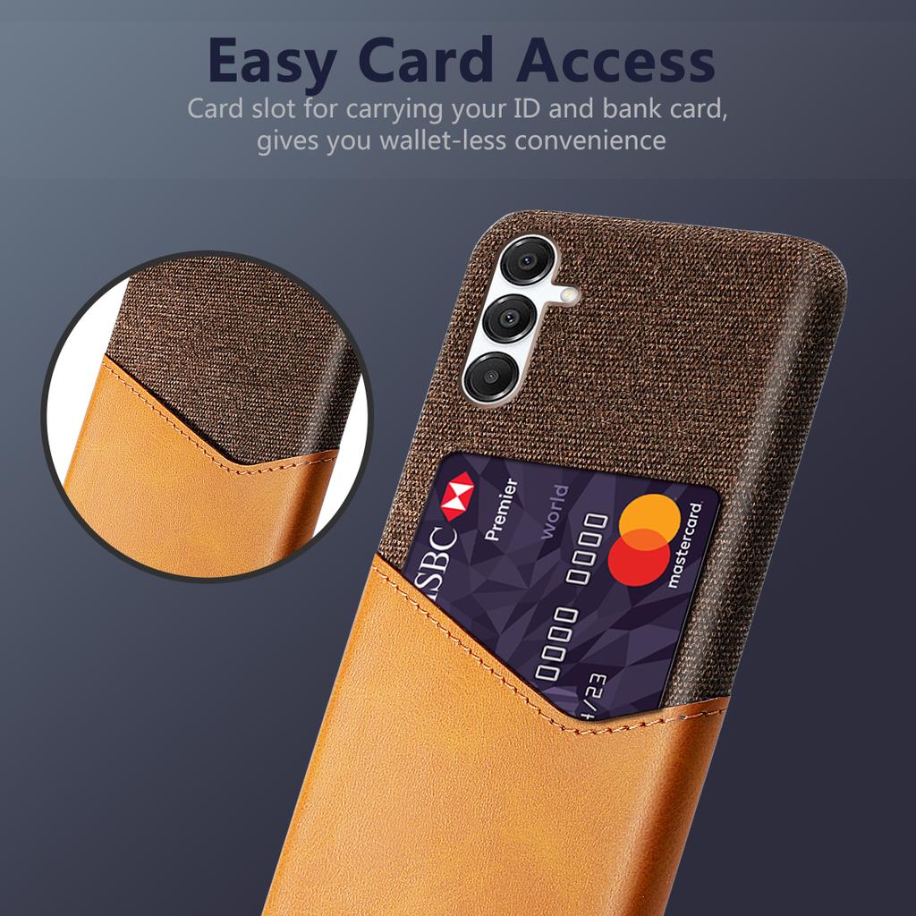 For Samsung Galaxy A17 5G/A17 4G Case PU Leather Cloth Texture Hard PC Phone Cover with Card Holder
