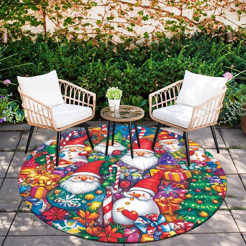 Christmas Theme Pattern Round rug,Carpet Rug for Living Room Bedroom Playroom ,Non-slip Floor Mat,Holiday Gifts and Birthday Gifts.
