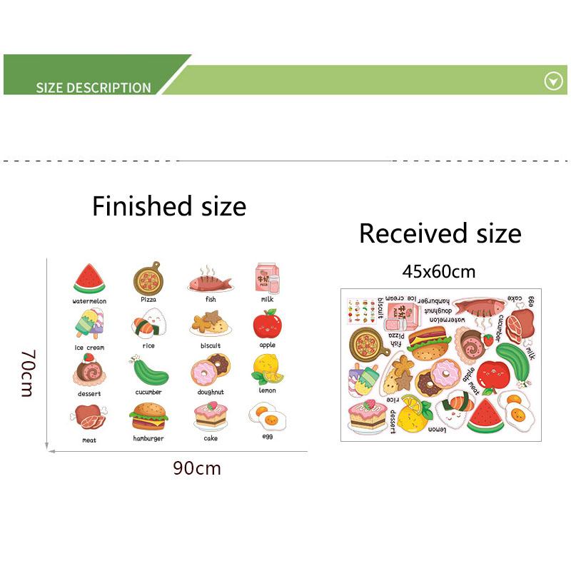 Niedliche Cartoon-Lebensmittel-Kühlschrankaufkleber Selbstklebende Vinyl-Abziehbilder für Küchenkühlschrank und Wanddekoration