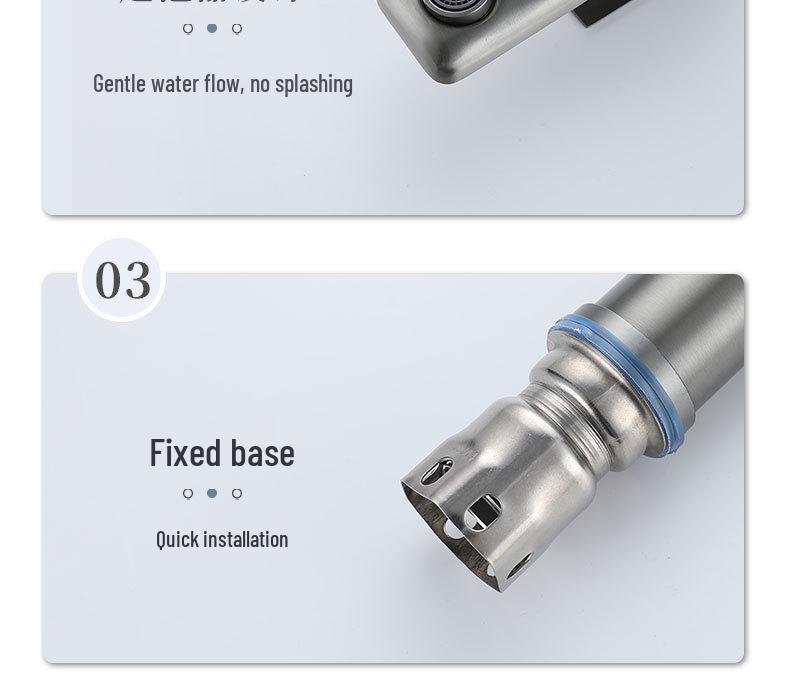 Brushed Stainless Steel Single Cold Water Washbasin Faucet for Flat or Countertop Basin 