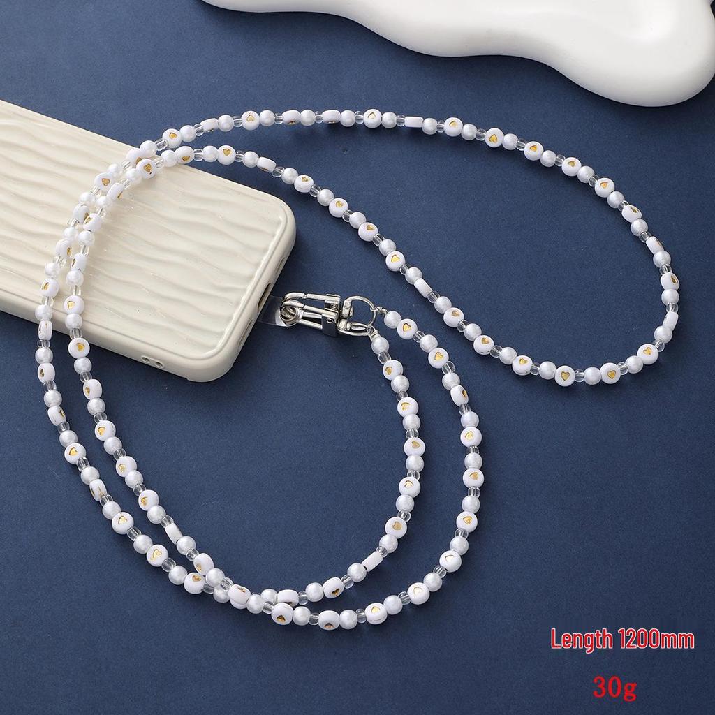 Yi Lian Acrylic Beaded Phone Chain: Pearl Crossbody Strap Charm for Women