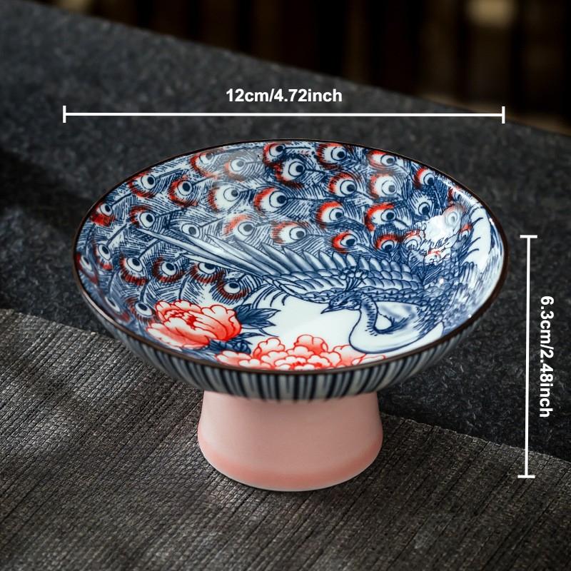 Chinese Ceramic Fruit Plates Retro High-legged Dessert Snacks Plate Trays Blue and White Porcelain Tableware Kitchen Supplies