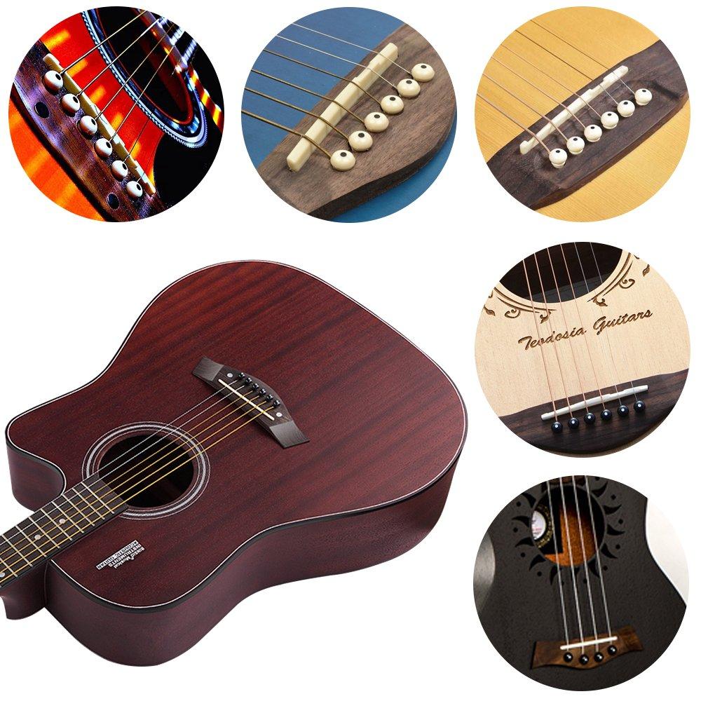 24 kolíčků pro kytarový kobylkový držák se 2 kolíčky pro kobylkový držák a plastové kolíčky pro akustickou kobylku FineGood, 6 strun, náhradní kobylka pro kytaru z pravé kosti, folk, černá