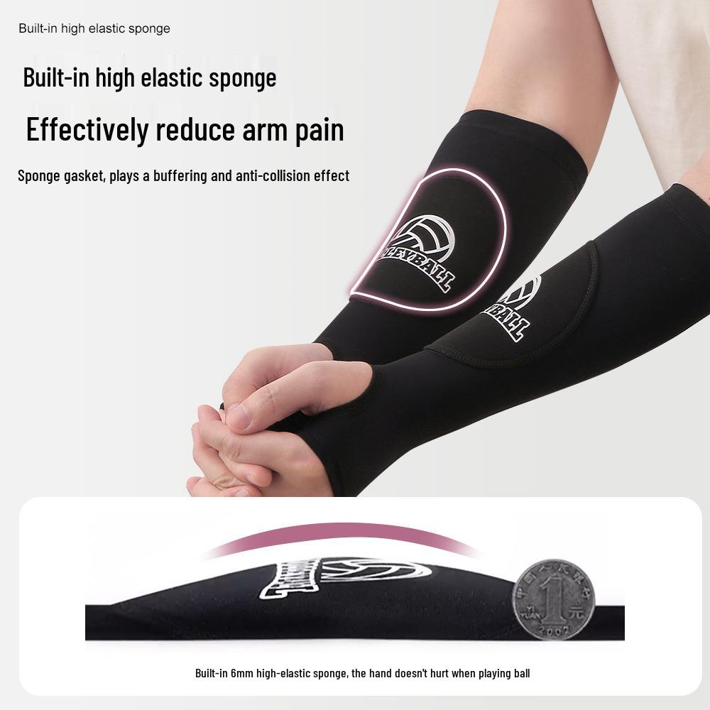 Volleyball Arm Guards: Breathable Compression Sleeves with Elastic Anti-Collision Padding.
