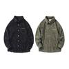 Spring Fall Men Shirt Retro American Style Corduroy Embroidery Japanese Style Loose Single-breasted Long Sleeves