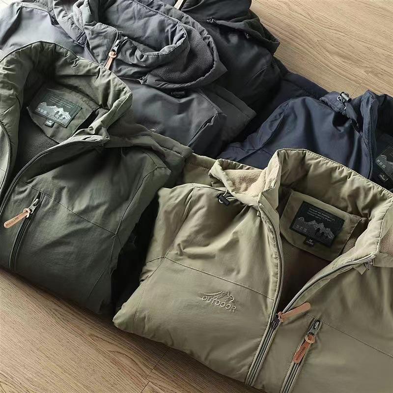 Men's Outdoor Waterproof Windproof Fleece-Lined Mountaineering Jacket