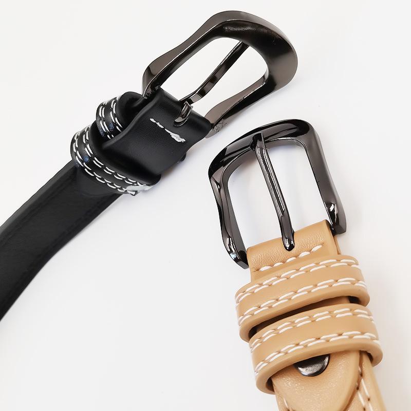 Women's Belt Double-line Trendy PU Belt Student Jeans Dress Belt