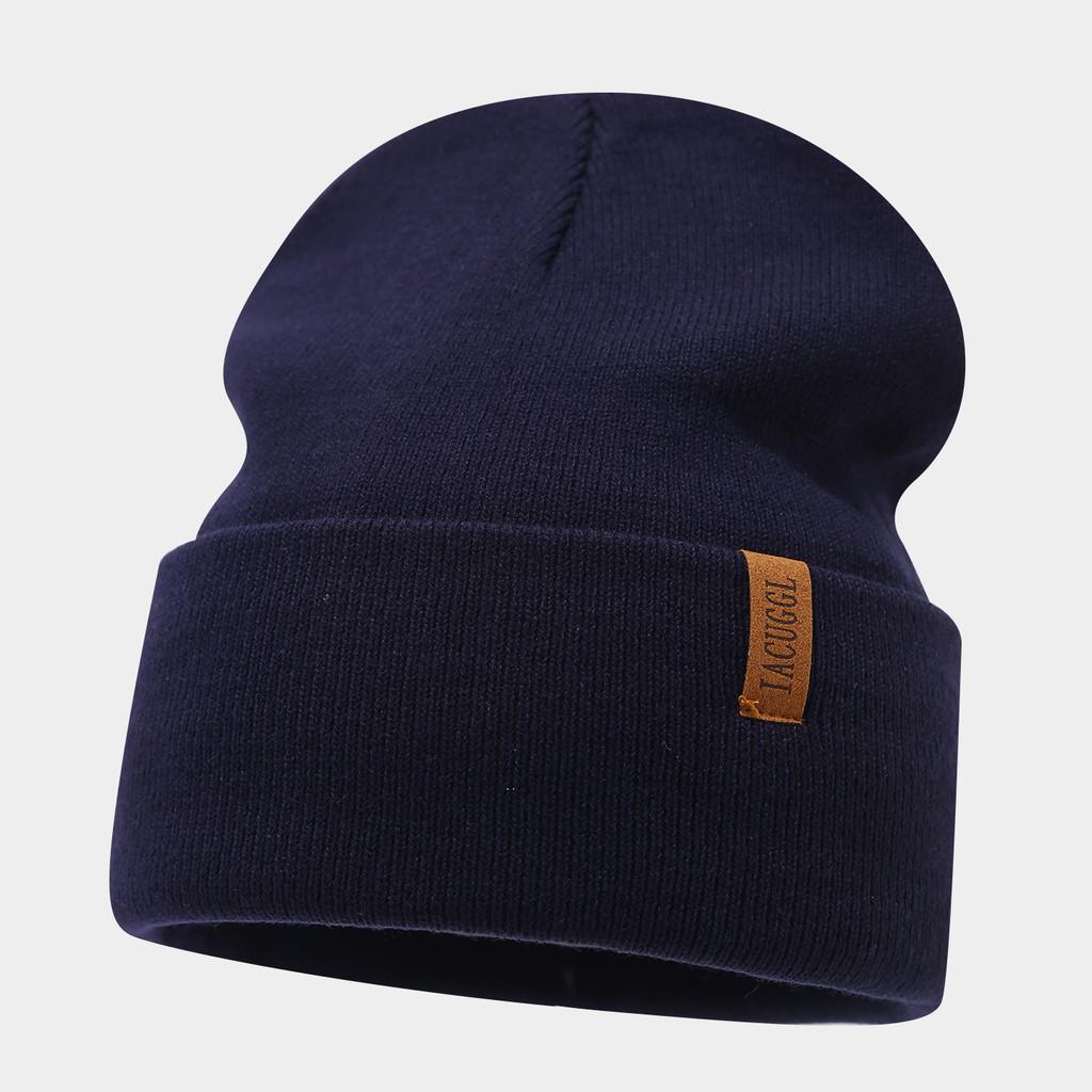 Unisex Knitted Logo Hat For Winter Coldproof Outdoor Casual Fashion Accessory тёмно-синий