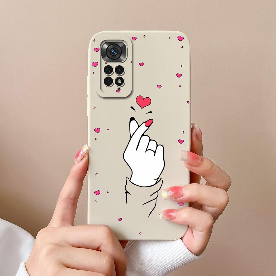 

For Redmi Note 11S 4G 5G Phone Case Love Heart Liquid Silicone Camera Protection Back Cover For Xiaomi Redmi Note11S 11 S Funda Redmi Note 11S (4G)
