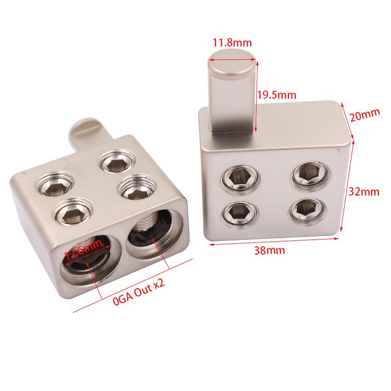 1 Pár Rozbočovačů Kabelů pro Auto Audio Napájecí Svorka Zesilovač Zvuku Duální 1/0 Gauge Na 1/0 Gauge Vstup Zesilovače Redukce Výboj