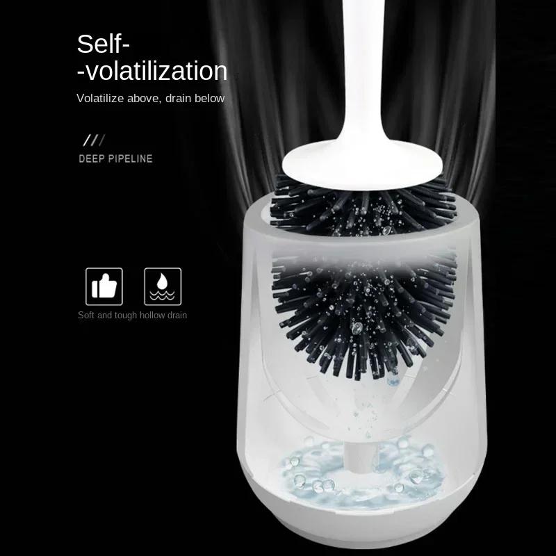 Bathroom Black Toilet Brush Soft TPR Silicone Brush Head No Dead Corners Floor-standing Cleaning Brushes WC Accessories
