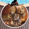 Black 3D Tiger Round Beach Towel Animal Theme Bath Towel Microfiber Fabric Size Swimming Travel Sport Adult Beach Towel