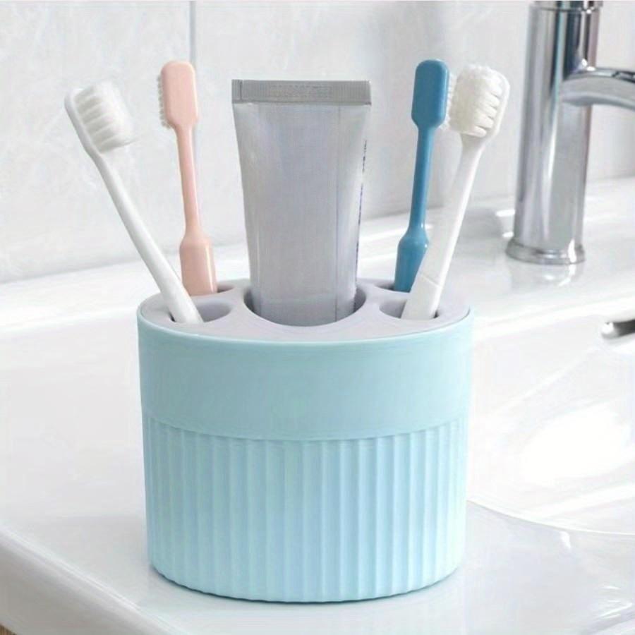 

1 шт. Бытовой держатель для зубных щеток, Пластиковый контейнер для хранения зубных щеток, Органайзер для хранения зубных щеток, Многофункциональный контейнер для зубной пасты и зубных щеток для ванной комнаты синий