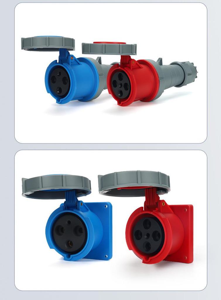 IP67 Three-Phase Industrial Plug Socket: 63A/125A, Waterproof, Aviation Plug, Male-Female, 3/4/5 Core.