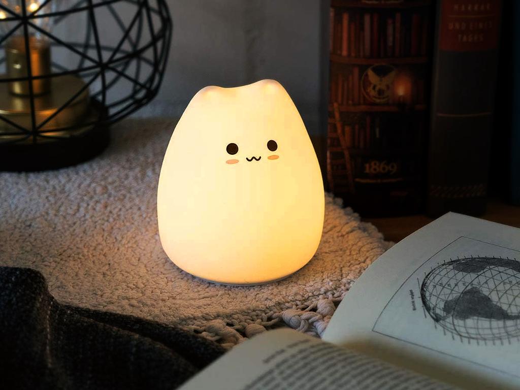 Silicone LED Night Light Kitten For Children Soft CAT Wireless Timer