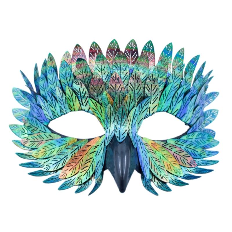 Maschera di Maschera Maschera d'Aquila Maschera Mezza Faccia Maschera per Role Playing Maschera da Festa Maschera con Becco d'Uccello e Piume Maschera per Costume di Halloween