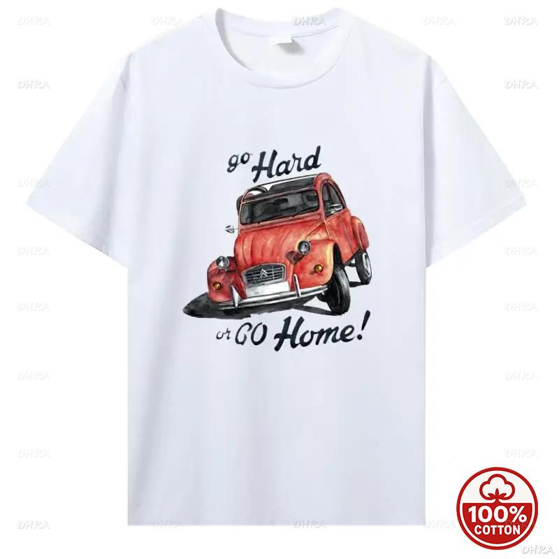 Retro Art Deco Antique Roadster Classic Vintage Car Hand Drawn Graphic Short Sleeve Unisex Soft Cotton Loose Summer Sport TShirt