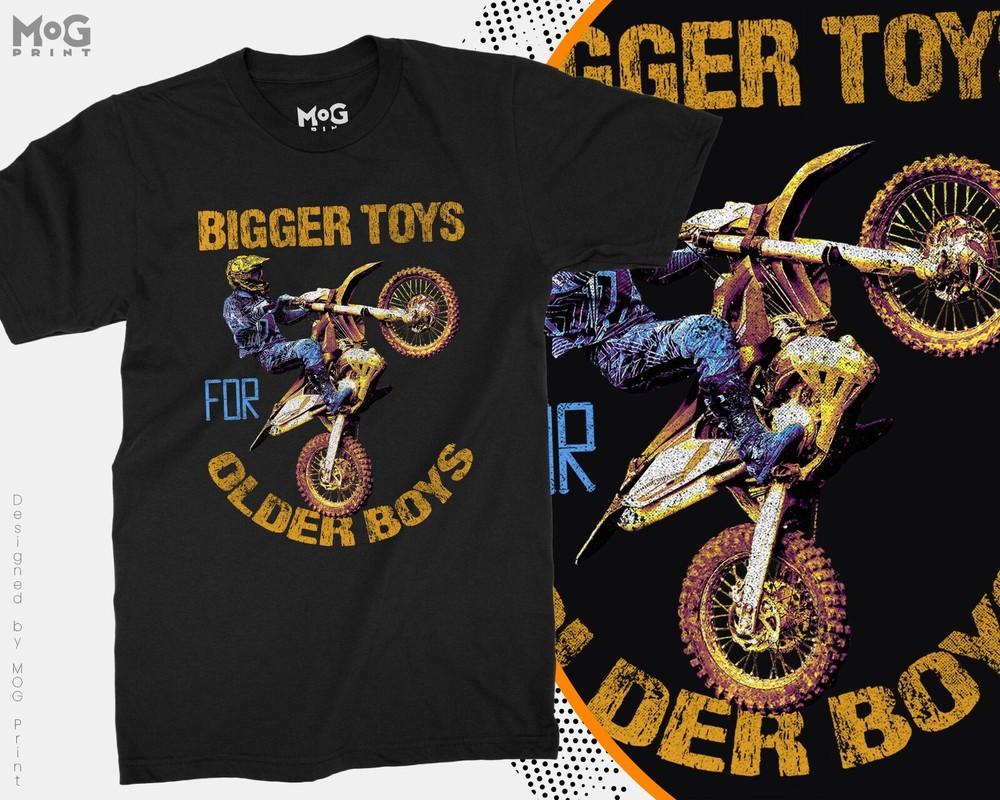 

Bigger Toys T-shirt For Older Boys Motorbike Graphic Top Sports Men Bikers Tee L