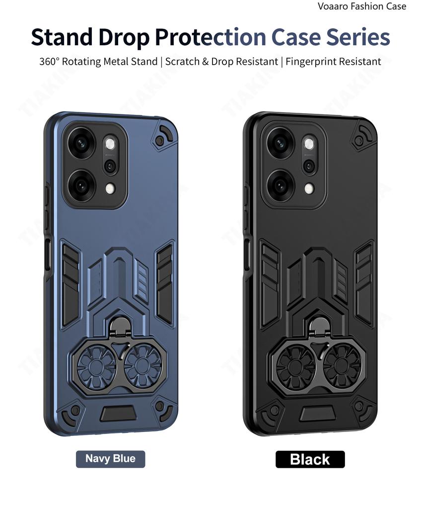 Dual Finger Ring Armor Cover for OPPO Reno 14 Pro Case for OPPO Reno 14 Rotate Metal Bracket Kickstand Holder Case Capa