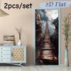 2pcs Cliff Suspension Bridge Landscape Wall Stickers Entrance Corridor Decoration Stickers Living Room Background Wall Self Adhe