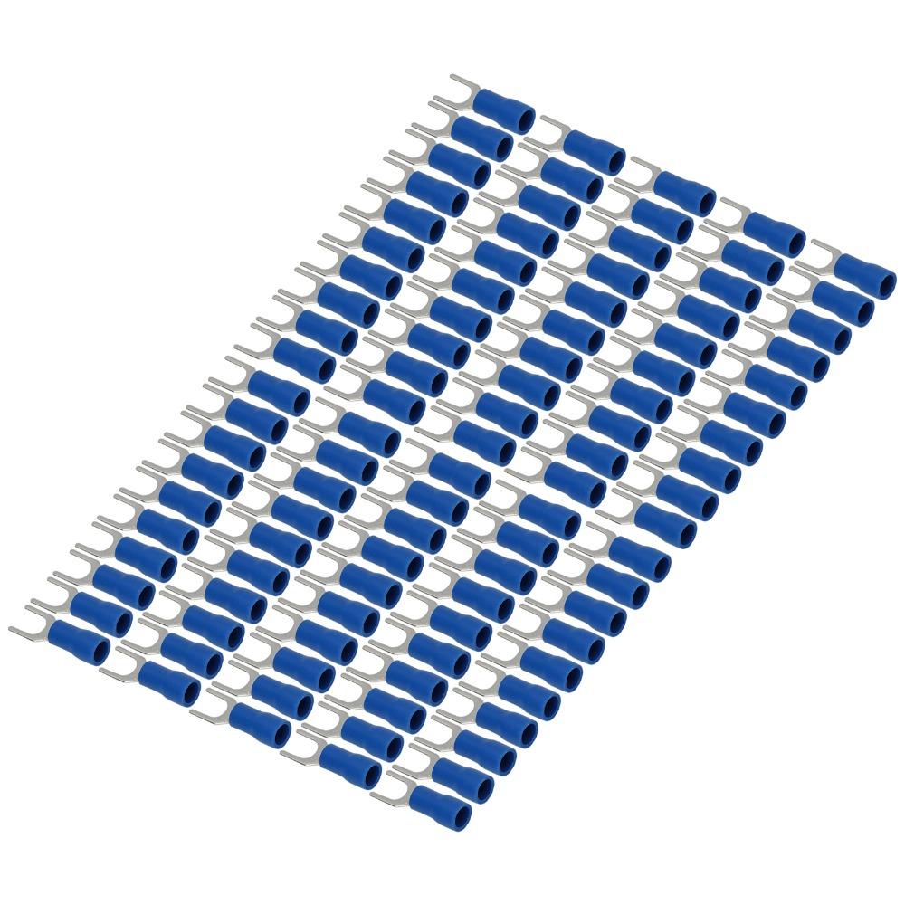 100PCS U Type U Type Electrical Crimp Terminal Blue Fork Terminals Automotive Wiring