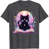 Book Lover Crystal Witchy Cute Black Cat Kawaii Pastel Goth T-Shirt