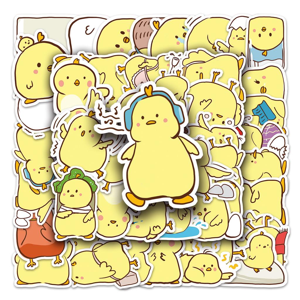 50 Pictures of Little Yellow Chicken Doodle Personality Cartoon Cute Hand-painted DIY Mobile Phone Case Suitcase Stickers Waterproof