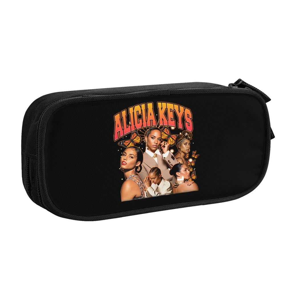 Cute Alicia Keys American Singer Pencil Cases for Girls Boys Large Capacity Pen Box Bag School Supplies