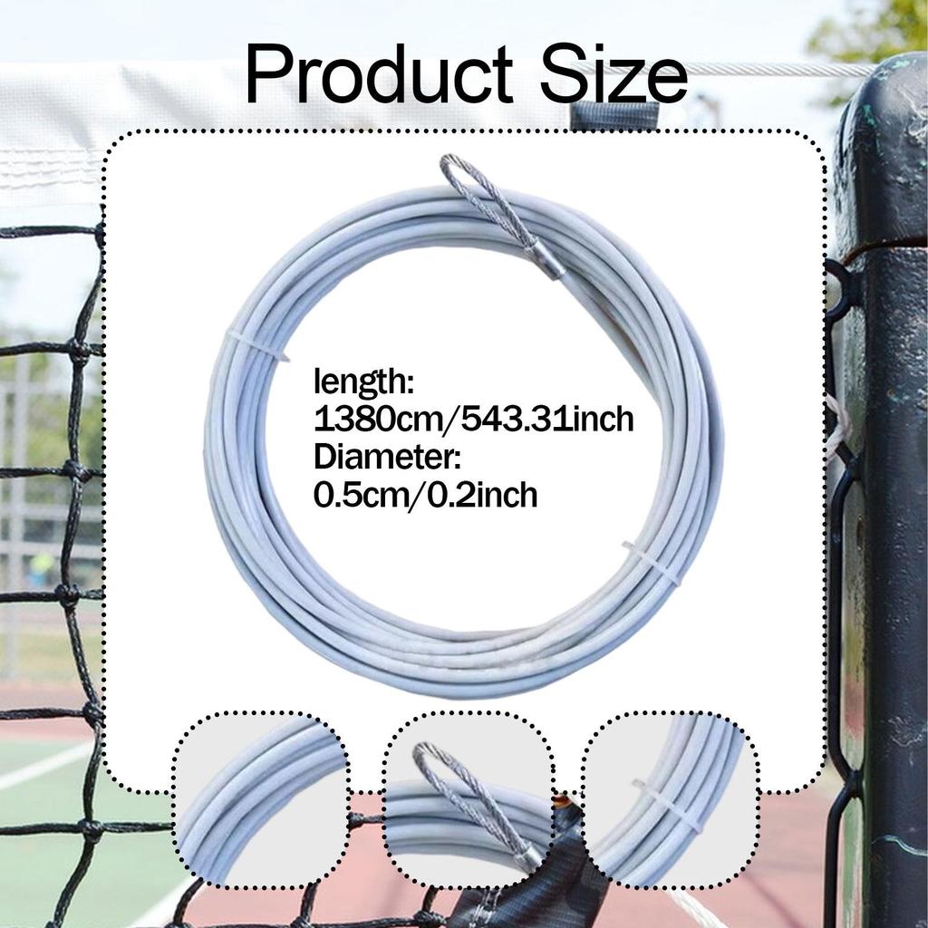 Tennis Net Cable Professional 45.3 ft Tennis Court Accessories Headline Cord Steel Wire Strap Volleyball Net Steel Cable