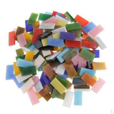150 Pieces Rectangle Shape Assorted Colors Glass Mosaic Tiles Tessera for Arts DIY X20mm