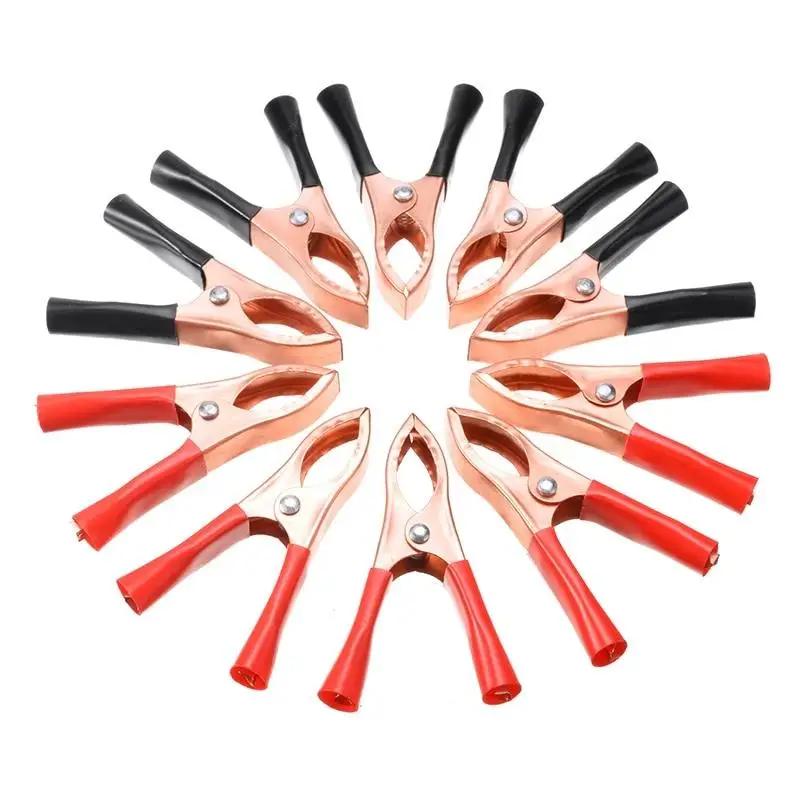 10pcs 30A Crocodile Spring Clamp Red & Black Car Battery Clip Cables Alligator  Charger  Voltage Testing Tool Accessory