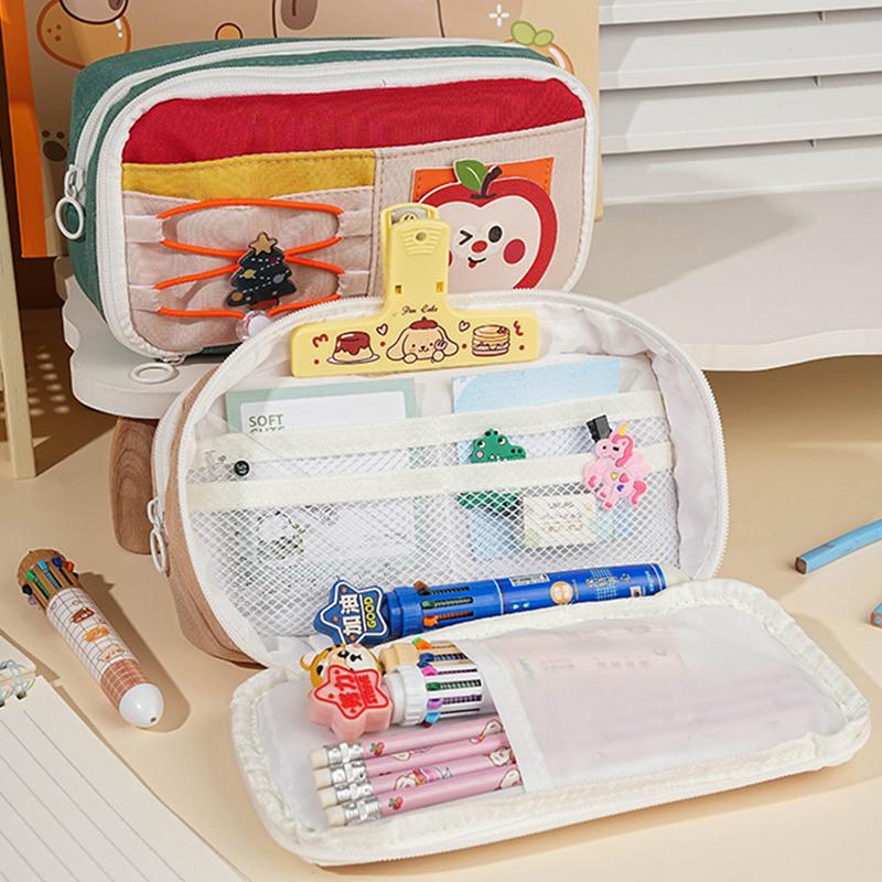 Panda Pencil Bag Green Multi-Layer Large Capacity Pensil Case Cute Cartoon Pen Holder Stationery School Supplies Gift Organizer