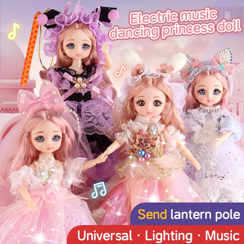 9 Inch Motorized Fashion Princess Doll With Led Lights And Music, Princess Toy Sets For Girls And Kids, Exquisite Birthday Gifts