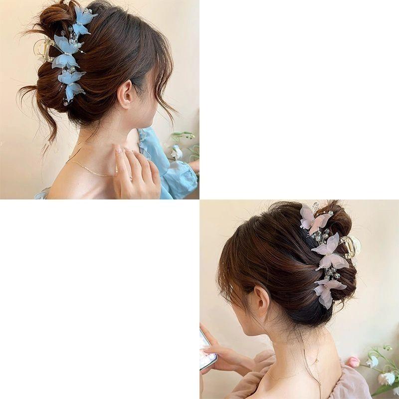 

New Exquisite Butterfly Hair Clip 2025 Sweet Hairdressing, Catching The Heart of Girls and Decorating Haircuts синій/рожевий