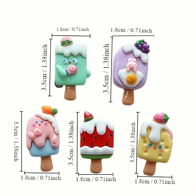 5pcs Cute Fruit Ice Cream Popsicle Glossy Refrigerator Magnet Whiteboard Magnet Stickers, Decorate Refrigerator, Bedroom