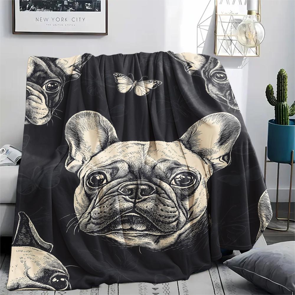 Cartoon Images of Cats Dogs Print Flannel Blanket,High Quality Comfortable for All Seasons,Home Decor,Warmth and Comfort,Perfect for Christmas Gifts
